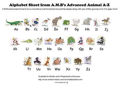 Animal Alphabet A-Z learning Sheet